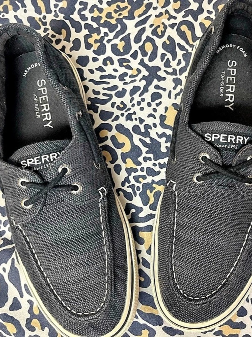 Sperry A/O 2-Eye Men's Boat Shoes Black & White